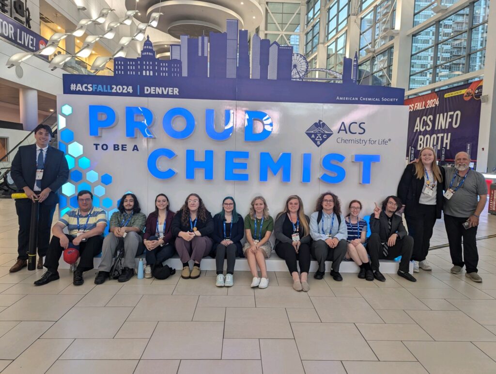 NU students, faculty and staff attended the American Chemical Society’s fall 2024 meeting in August: Michael Trapasso, ’25; Daniel Potoczak, ’16, instrument support technician; Adrian Martinez, ’26; Corrine Kleiner, ’25; Morgan Hildreth, ’25; Sarah Waldmiller, ’25; Raegan Lawton, ’25; Dr. Lauren Rosch, assistant professor of chemistry; Zachary Holmes, ’26; Elise Spence, ’26; Patrick Hennegan, ’26; Kathryn Bednarz, ’25; and Dr. Lawrence Mielnicki, director of teaching and research laboratories.