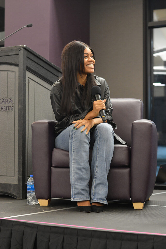 American gymnast Gabrielle “Gabby” Douglas participated in an interactive question and answer session