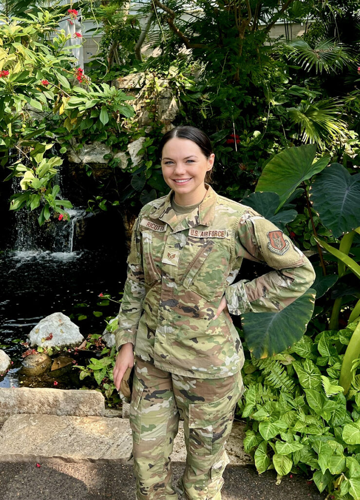 Audrey Ricotta in Army fatigues