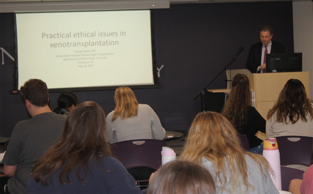 Dr. George Bayliss, associate professor of medicine in the Alpert Medical School at Brown University and a nephrologist in the Division of Organ Transplantation at Rhode Island Hospital, discusses the practical concerns in allocation of pig kidneys to humans.