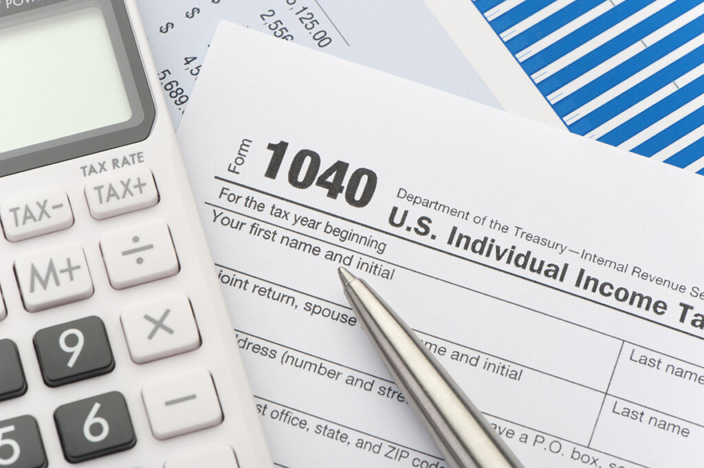 Close up of a Tax return form