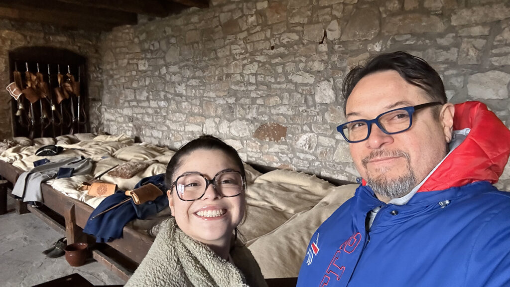Daniella Ray Vaquero with her father, Dr. Francisco A. Vaquero, at Fort Niagara, one of the places she is writing about during her internship with the Niagara Falls National Heritage Area.