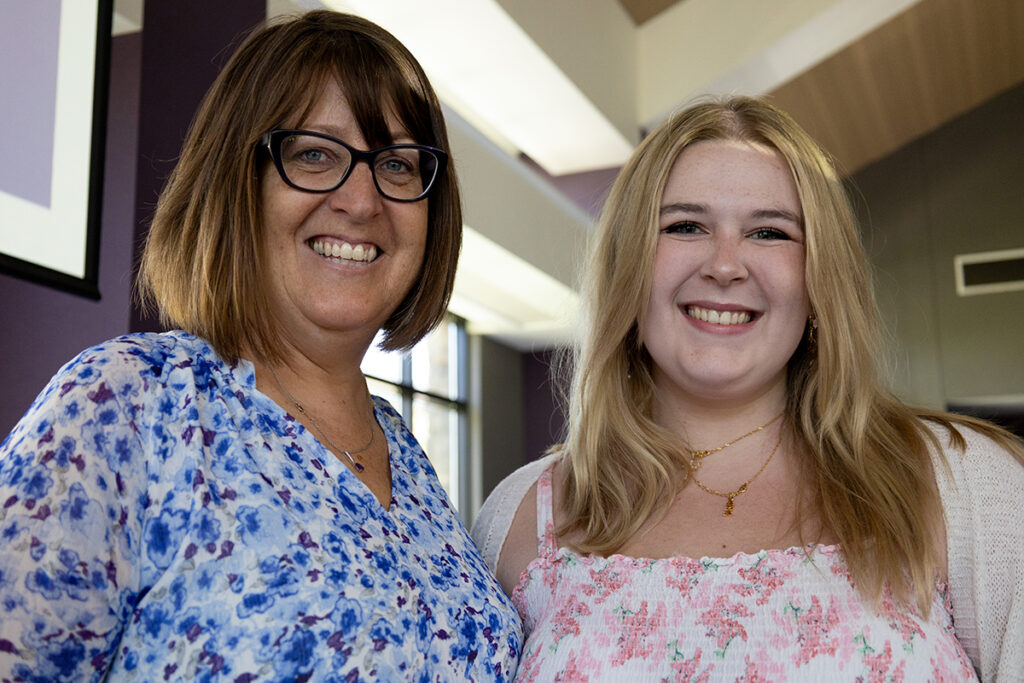 Dr. Amy Nwora, dean of the College of Education, with Monsignor Duggan Award recipient Julianna Struzik