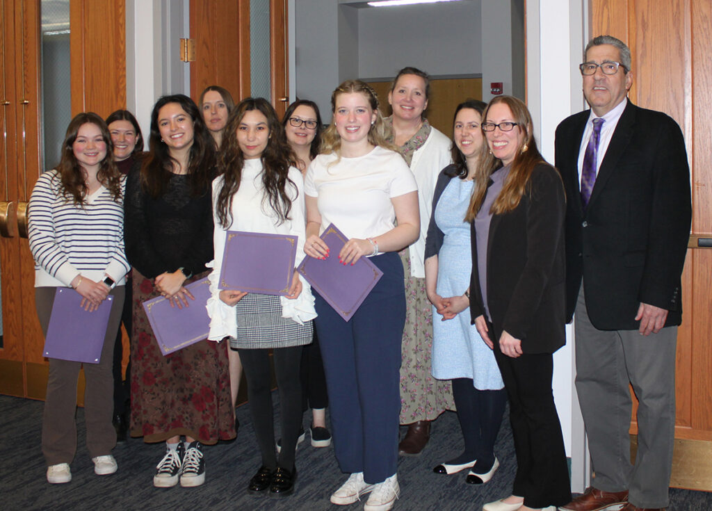 Emilee McGrane, Ava Palo, Narges Kazemi, and Elizabeth Whipple with faculty members