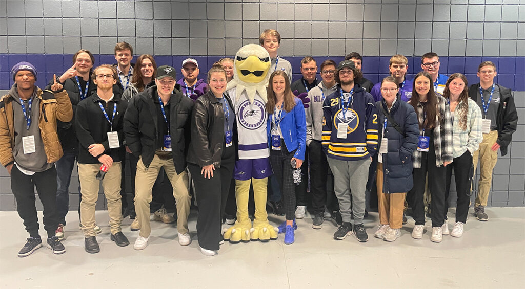 Niagara University sports management students at the third annual Sabres/NU Night at Keybank Center.