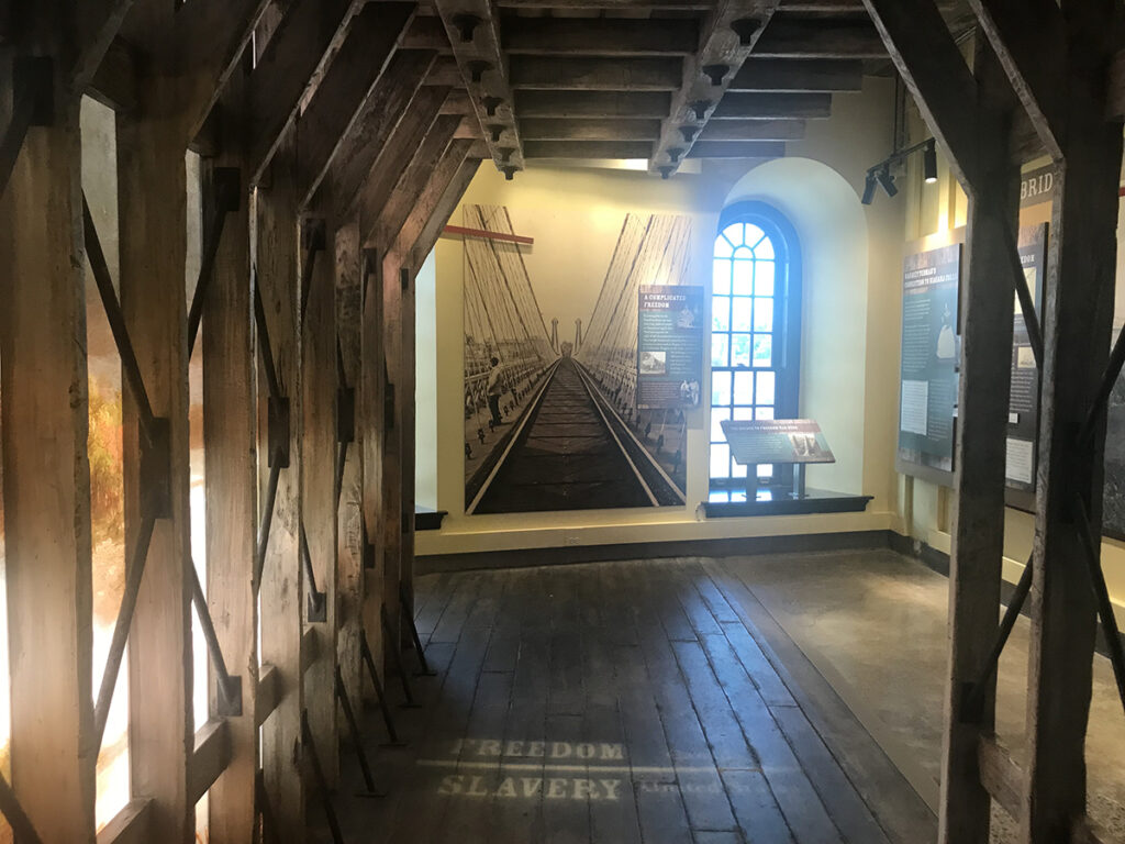 The Suspension Bridge is one of the displays featured at the Niagara Falls Underground Railroad Heritage Center.
