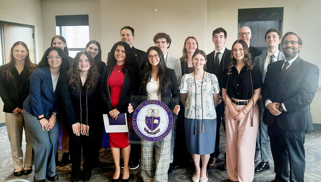 The newest members of Niagara University’s pre-law chapter of Phi Alpha Delta Law Fraternity