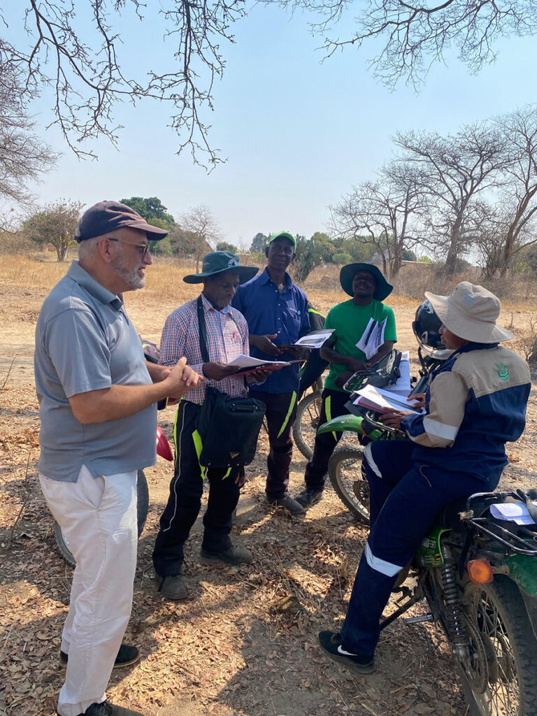 Dr. Shawn Daly leads a training session with farmers and agriculture extension officers in Zimbabwe.