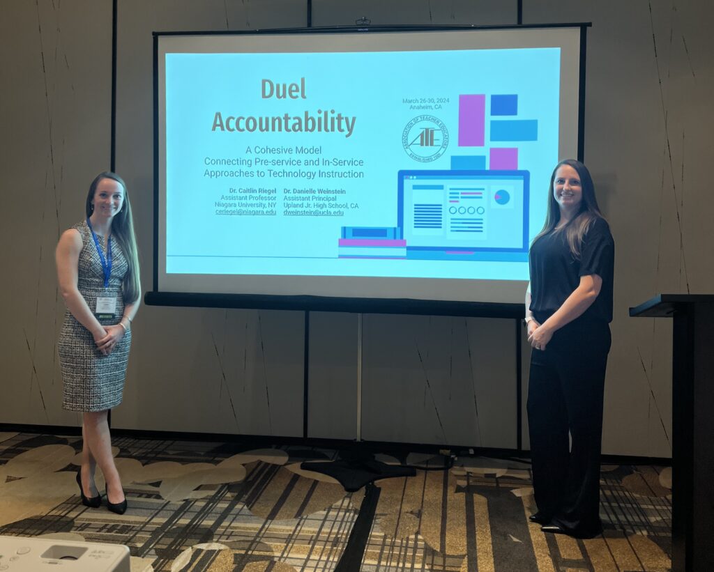 Dr. Caitlin Riegel and Dr. Danielle Weinstein presented their research at the Association of Teacher Educators Conference in Anaheim, Calif., on March 28, 2024.