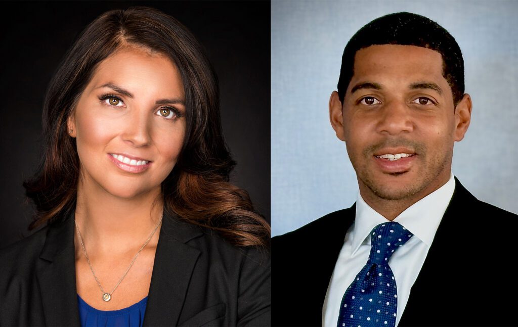 Head and shoulders photos of Joanne Israel and Darius Myles