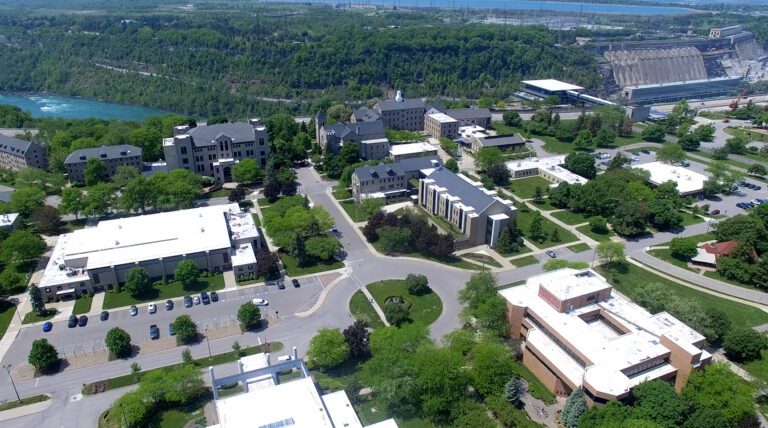 Aerial photo of Niagara University's campus.