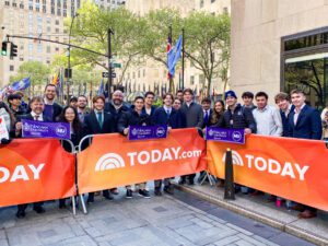 Business students and faculty in the crowd for NBC's "Today Show."