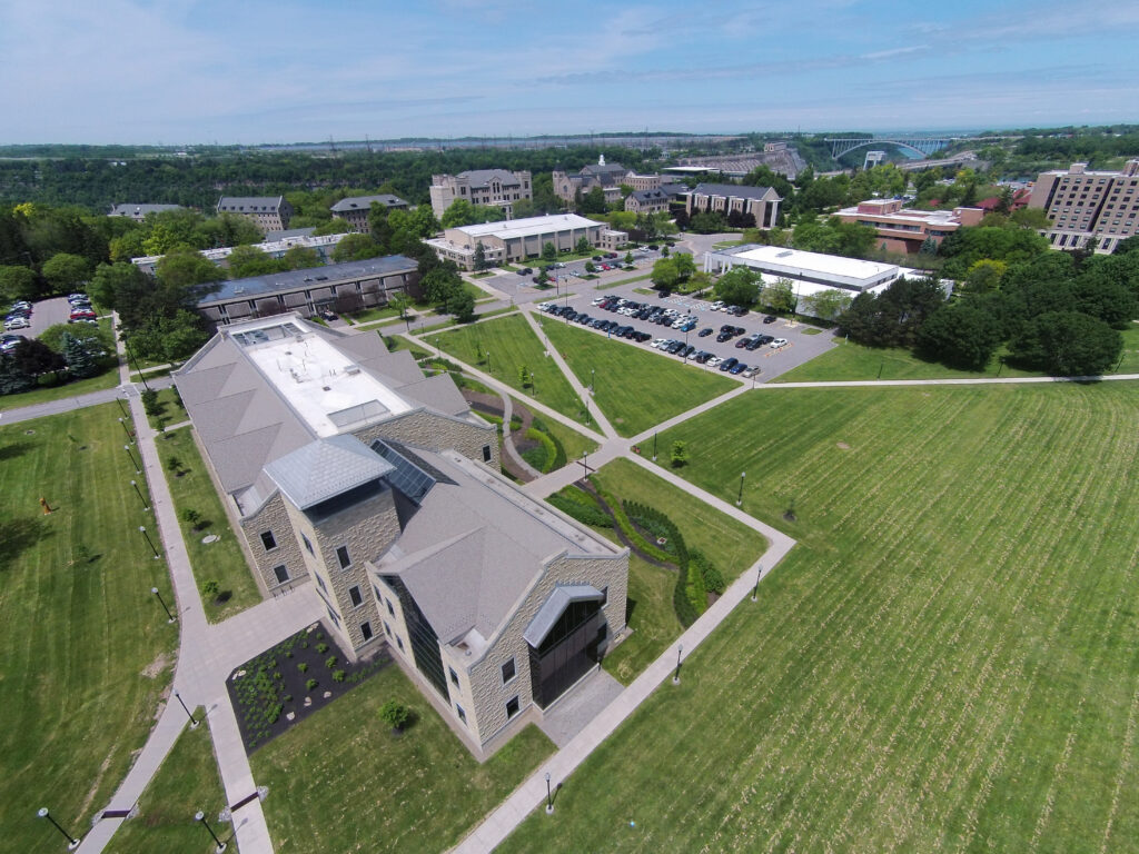 Arial shot of Niagara University campus