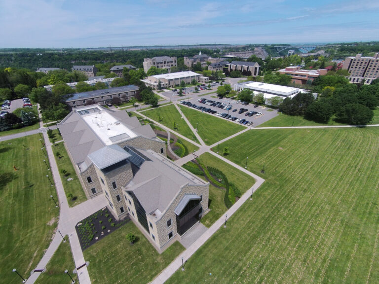 Arial shot of Niagara University campus